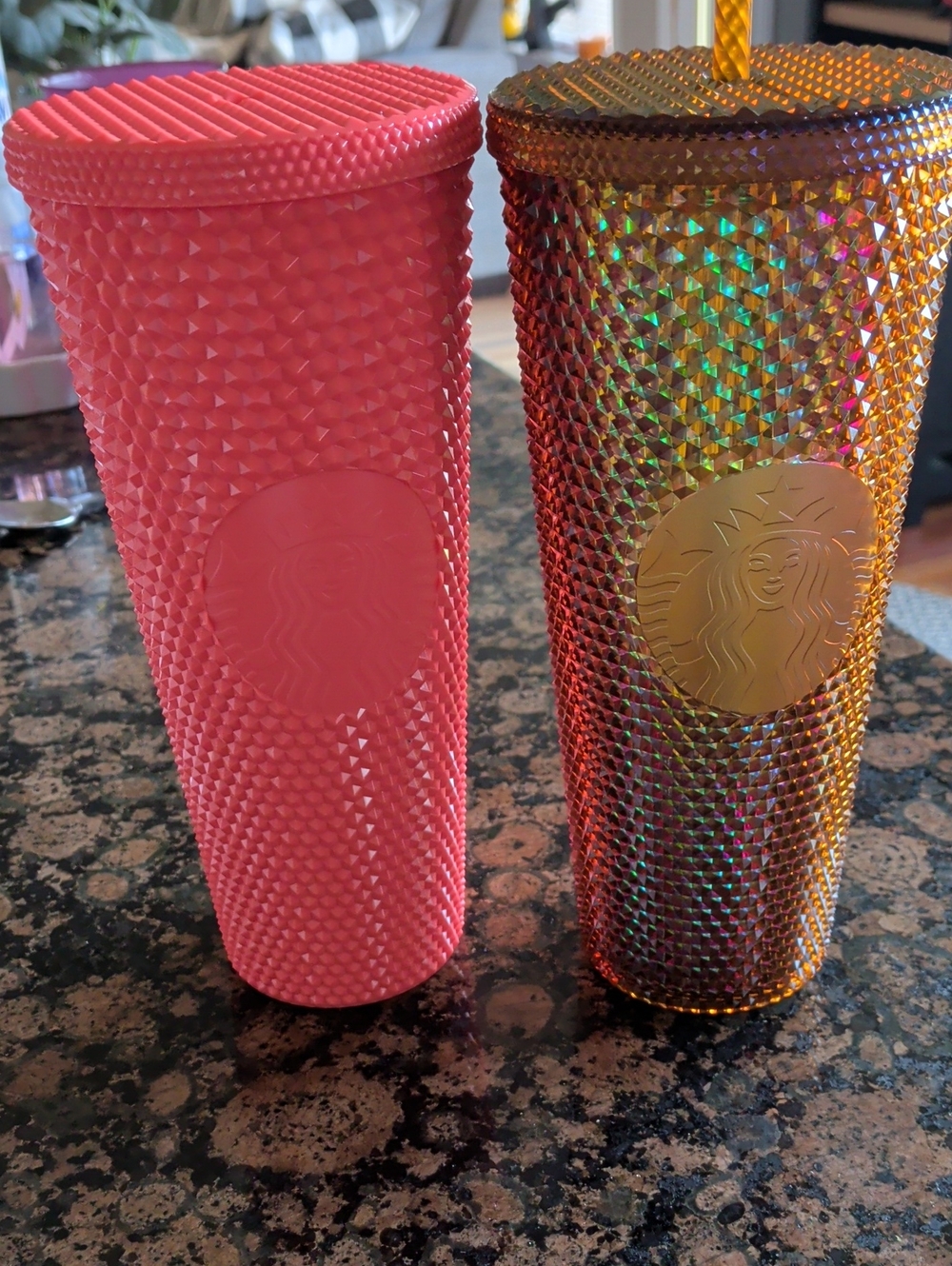 Starbucks Salmon and Gold Iridescent Studded Tumblers Bundle